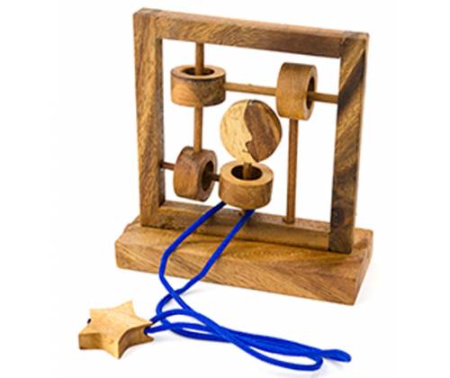 Ξύλινος Γρίφος Με Σχοινιά & Κόμπους Moon & Star - Τιμή: 15,00€