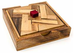 Wooden Logic Puzzle In Box Hide White Stone