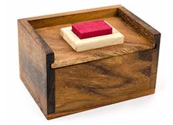 Wooden Logic Puzzle In Box Hide Red Stone