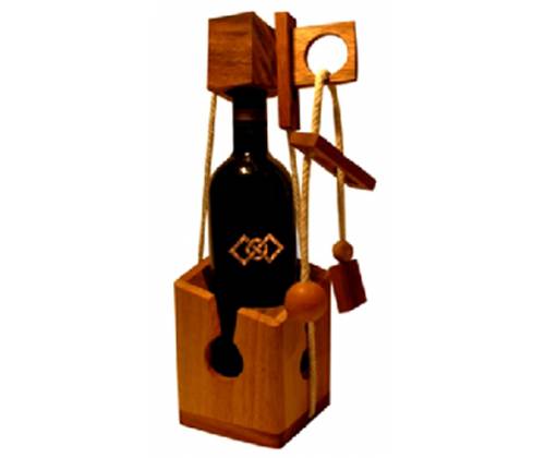 Ξύλινος Γρίφος  Με Σχοινιά & Κόμπους Wooden Lock For Wine - Τιμή: 30,00€