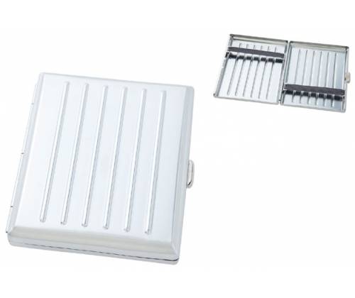 Angelo Ταμπακιέρα Μεταλλική Chrome Satin με Γραμμές - Τιμή: 3,90€