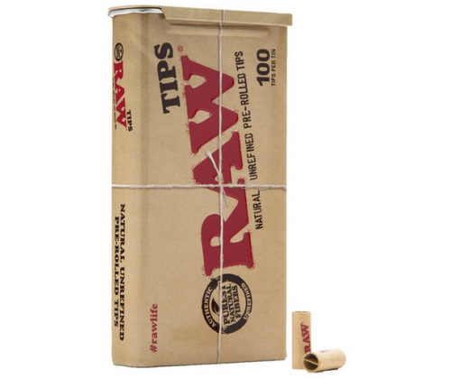 RAW Pre-Rolled Tips Τζιβάνα Σε Μεταλλικό Κουτί - Προτυλιγμένη 100τεμ. - Τιμή: 3,90€