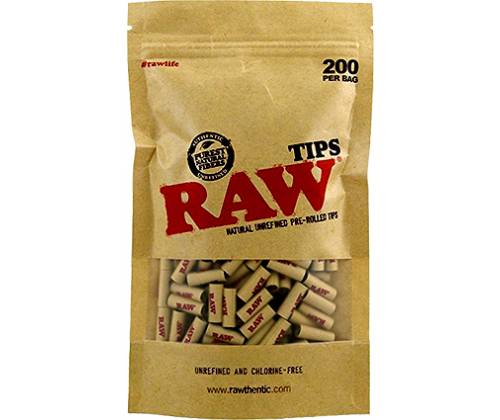 RAW Prerolled Tips Bag - Προτυλιγμένες Τζιβάνες Σε Σακουλάκι 200 τεμ. - Τιμή: 7,00€
