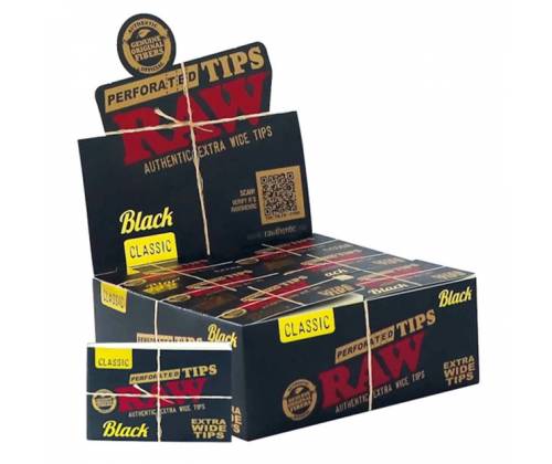RAW Tips Black Τζιβάνα Μαύρη Φαρδιά Extra Wide - Aκατέργαστη 40φ. - 36τεμ. - Τιμή: 14,10€