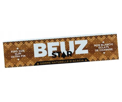Beuz Χαρτάκια King Size Slim Star Unbleached Ακατέργαστο με Νιφάδες Ανθών Κάνναβης 32φ. - Τιμή: 0,85€
