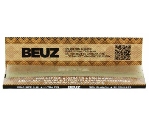 Beuz Χαρτάκια King Size Slim Star Unbleached Ακατέργαστο με Νιφάδες Ανθών Κάνναβης 32φ. - Τιμή: 0,85€