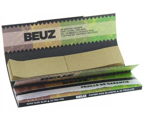 Beuz Χαρτάκια King Size Slim Unbleached Ακατέργαστο με Τζιβάνα 32φ. - Τιμή: 1,40€