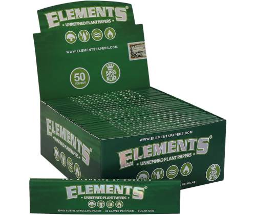 Elements Papers - King Size Slim Green 32" - 50pcs. - Price: 23,50€