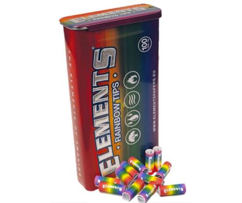 Elements Pre-Rolled Tips Tips In Rainbow Metal Box- Pre-Rolled 100pcs. - Price: 3,90€