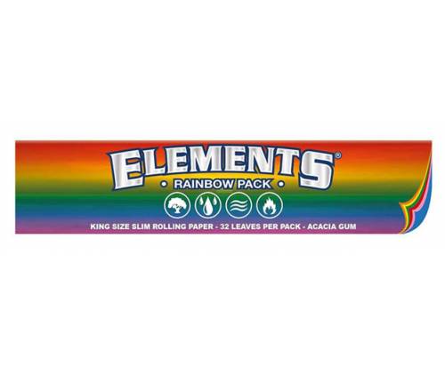 Elements Χαρτάκια - King Size Slim Raindow 32φ. - 50τεμ. - Τιμή: 23,90€