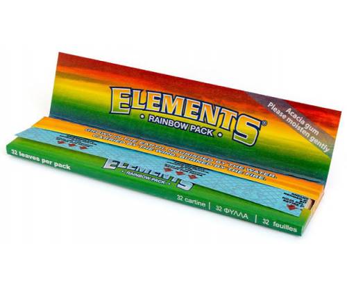 Elements Χαρτάκια - King Size Slim Raindow 32φ. - 50τεμ. - Τιμή: 23,90€