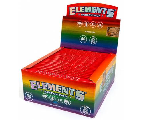 Elements Χαρτάκια - King Size Slim Raindow 32φ. - 50τεμ. - Τιμή: 23,90€