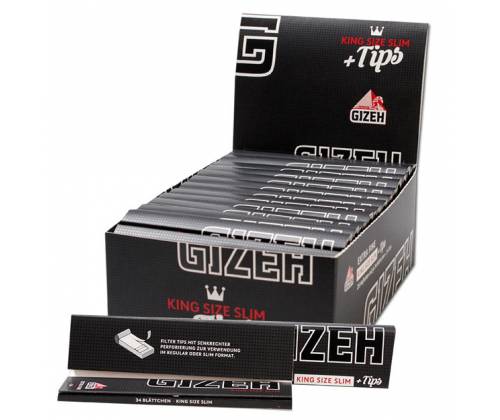 GIZEH Χαρτάκια Black King Size 34 φύλλα με Τζιβάνες - Μαγνητικό Κλείσιμο - Τιμή: 0,75€