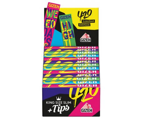 GIZEH Χαρτάκια 420 Edition King Size Slim 34φ. + Tips- Μαγνητικό Κλείσιμο - Τιμή: 1,70€