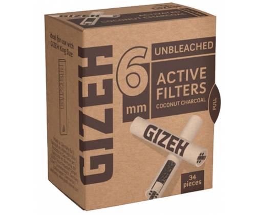 Φίλτρο Gizeh Extra Slim 34 Ενεργού Ανθρακα 6mm - Ακατέργαστο - Τιμή: 5,90€