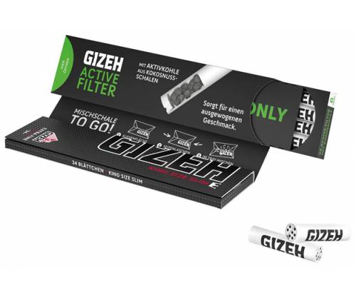 GIZEH Χαρτάκια Black King Size 34φ. με Φίλτρα Ενεργού Ανθρακα - Μαγνητικό Κλείσιμο - Τιμή: 3,90€