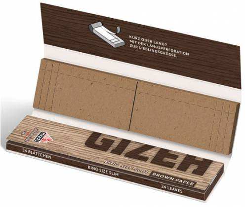 GIZEH Χαρτάκια Brown - Ακατέργαστο - King Size με Τζιβάνες 34φ. - Τιμή: 1,50€