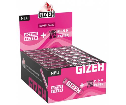 GIZEH Χαρτάκια Pink King Size 34φ. με Φίλτρα Ενεργού Ανθρακα - Μαγνητικό Κλείσιμο - Τιμή: 3,90€