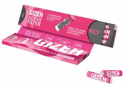 GIZEH Χαρτάκια Pink King Size 34φ. με Φίλτρα Ενεργού Ανθρακα - Μαγνητικό Κλείσιμο