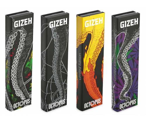 GIZEH Χαρτάκια Octopus Limited Edition Black King Size Slim 34φ. + Tips- Μαγνητικό Κλείσιμο - Τιμή: 1,80€