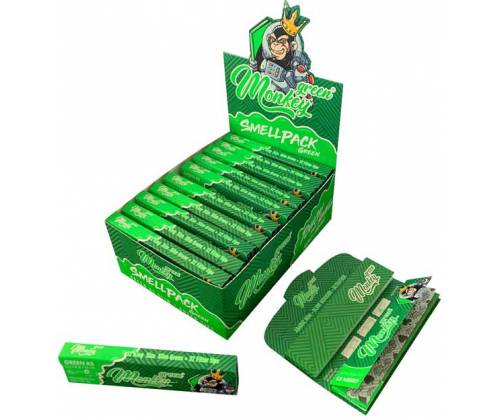Monkey King Χαρτάκια Πράσινο Αρωματικά - Smellpack Green King Size Slim με Τζιβάνα - Τιμή: 1,95€