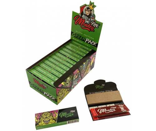 Monkey King Χαρτάκια Ακατέργαστο - Green Alien King Size Slim με Τζιβάνα - Τιμή: 1,85€