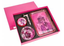 Monkey King Try Kit Σετ Ροζ με Δίσκο, Grinder, Πιπάκι και Σταχτοδοχείο