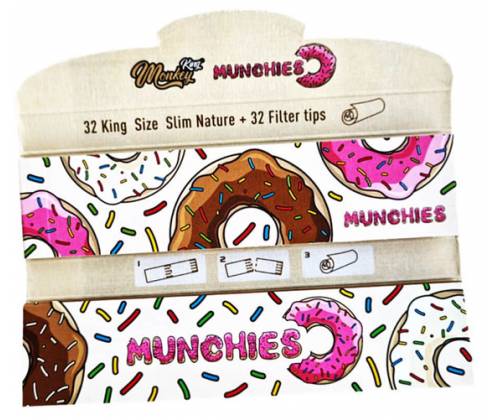 Monkey King Χαρτάκια Ακατέργαστο - Munchies King Size Slim με Τζιβάνα & Αναπτήρας Clipper Munchies - Τιμή: 3,90€