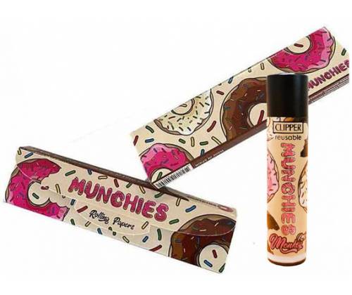 Monkey King Χαρτάκια Ακατέργαστο - Munchies King Size Slim με Τζιβάνα & Αναπτήρας Clipper Munchies - Τιμή: 3,90€
