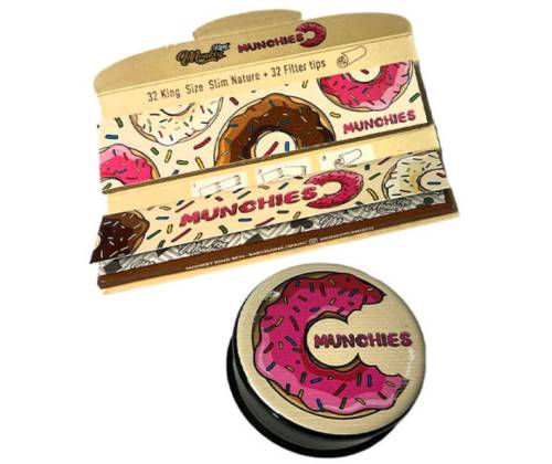 Monkey King Χαρτάκια Ακατέργαστο - Munchies King Size Slim με Τζιβάνα & Grinder Munchies - Τιμή: 4,40€