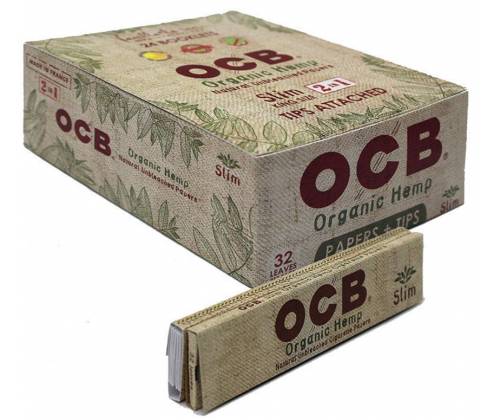 OCB Χαρτάκια - Organic Hemp - King Size Slim με Τζιβάνες 32τεμ. - Τιμή: 30,15€