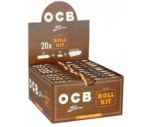 OCB Unbleached Χαρτάκια Roll Kit - Ακατέργαστο - King Size Slim με Τζιβάνες και Δισκάκι 20τεμ. - Τιμή: 37,00€