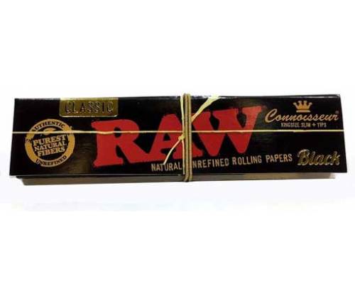 RAW Connoisseur Χαρτάκια Black - Ακατέργαστο - King Size Slim με Τζιβάνα 32φ. - 24τεμ. - Τιμή: 21,50€