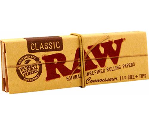 RAW Χαρτάκια Classic - Ακατέργαστο - 1¼ με Τζιβάνα - Τιμή: 0,80€