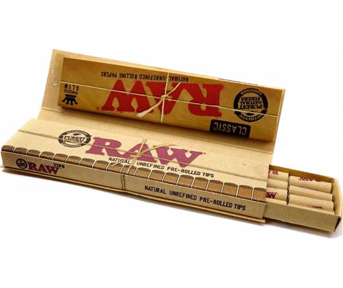 RAW Papers Classic - Raw - King Size Slim With Pre-Rolled Tips -  Price: 1,15€