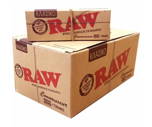 RAW Connoisseur Χαρτάκια Classic - Ακατέργαστο - Single Wide με Τζιβάνες 24τεμ. - Τιμή: 15,90€