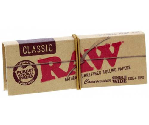 RAW Connoisseur Χαρτάκια Classic - Ακατέργαστο - Single Wide με Τζιβάνες - Τιμή: 0,76€