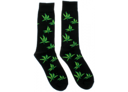 Κάλτσες Μακριές Cannabis Leaf - Μαύρο