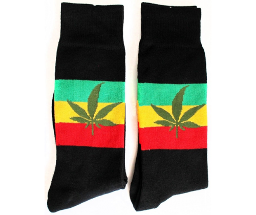 Κάλτσες Μακριές Cabbabis Leaf Rasta - Μαύρο - Τιμή: 5,70€