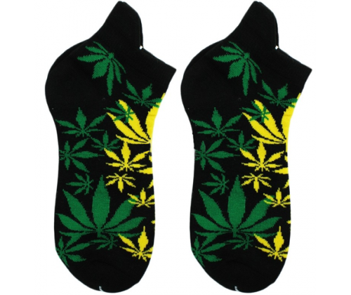 Κάλτσες Κοντές Cannabis Leaf - Μαύρο - Τιμή: 5,50€