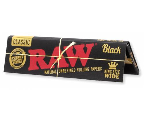 RAW Χαρτάκια Classic Black- Ακατέργαστο - King Size Wide 32φ. - Τιμή: 0,68€