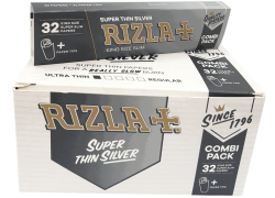 RIZLA Χαρτάκια - Silver Combi - King Size Slim Ασημί με Τζιβάνες - 24 τεμ.