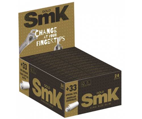 SMK Χαρτάκια - King Size Slim Gold με Τζιβάνες - Τιμή: 1,40€