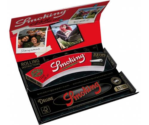 Smoking Χαρτάκια Deluxe Luxury Rolling Kit - Μαύρο King Size 33φ & Κωνικές Τζιβάνες - Τιμή: 2,80€