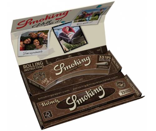 Smoking Χαρτάκια Brown Luxury Rolling Kit - Ακατέργαστο King Size 33φ & Κωνικές Τζιβάνες - Τιμή: 2,80€