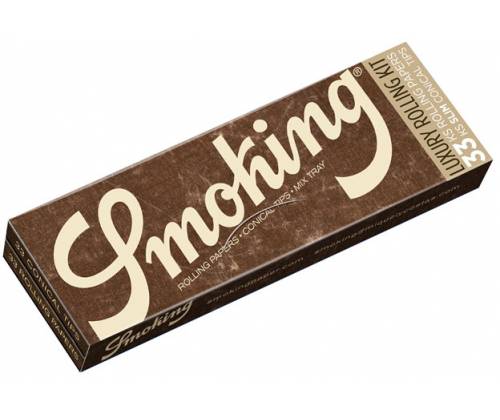 Smoking Χαρτάκια Brown Luxury Rolling Kit - Ακατέργαστο King Size 33φ & Κωνικές Τζιβάνες - Τιμή: 2,80€