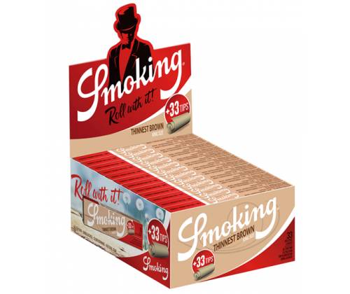 Smoking Χαρτάκια - Thinnest Brown - Ακατέργαστο - King Size Slim με Τζιβάνες 33φ. - 24τεμ. - Τιμή: 34,80€