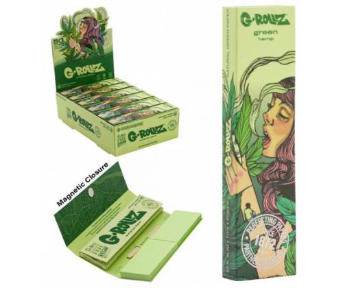 G-Rollz Χαρτάκια Green Hemp (Mushroom Lady) - King Size Slim 50φ. με Τζιβάνα - Τιμή: 1,80€