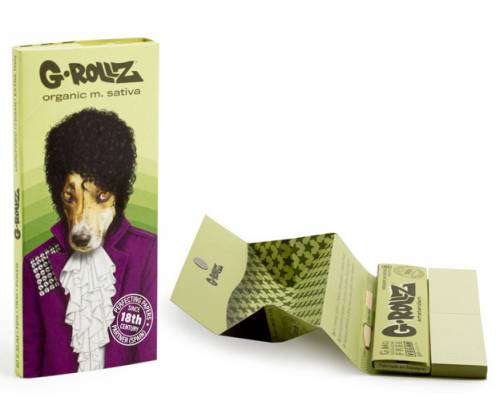 G-Rollz Rolling Papers Organic Green (Pets Rock Reggae) - King Size Slim 50f. with Tips -  Price: 1,80€
