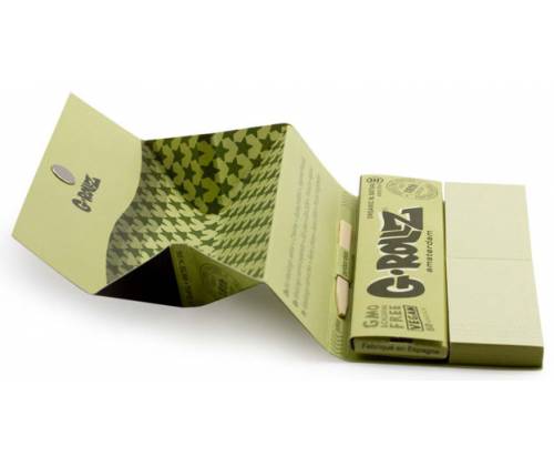 G-Rollz Rolling Papers Organic Green (Pets Rock Reggae) - King Size Slim 50f. with Tips -  Price: 1,80€
